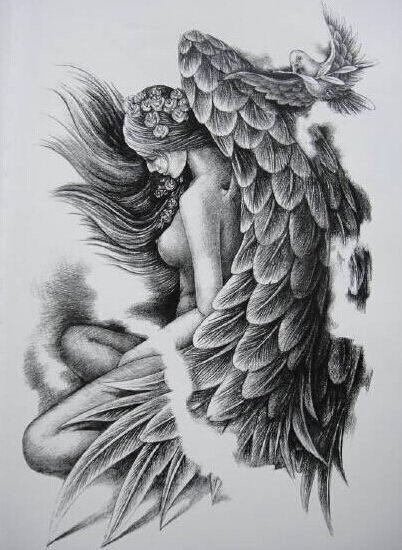 炫酷个性的天使纹身素材