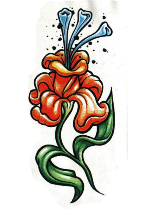 彩色花朵纹身手稿