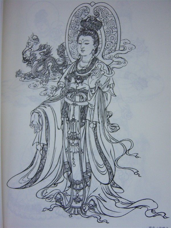 观音菩萨纹身手稿素材