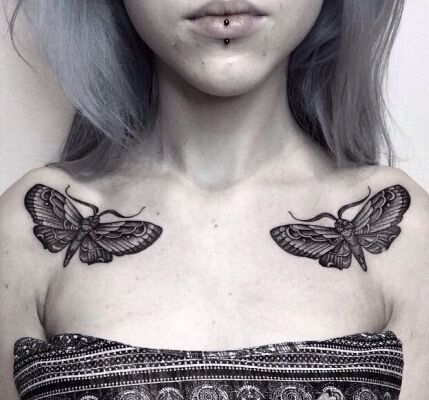 双肩蝴蝶刺青纹身