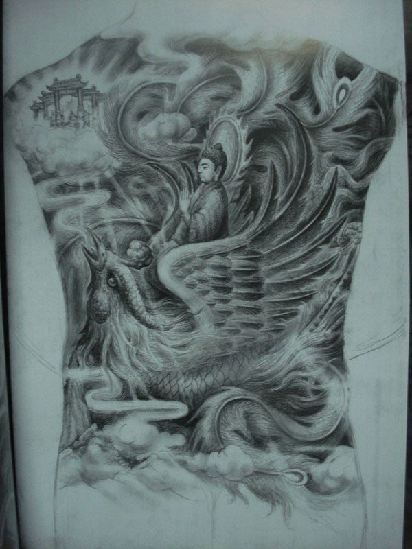 后背纹身手稿素材