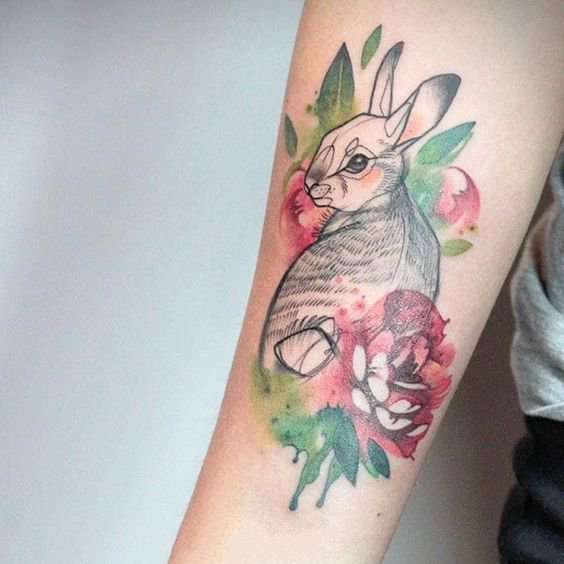 一组可爱的兔兔纹身图片