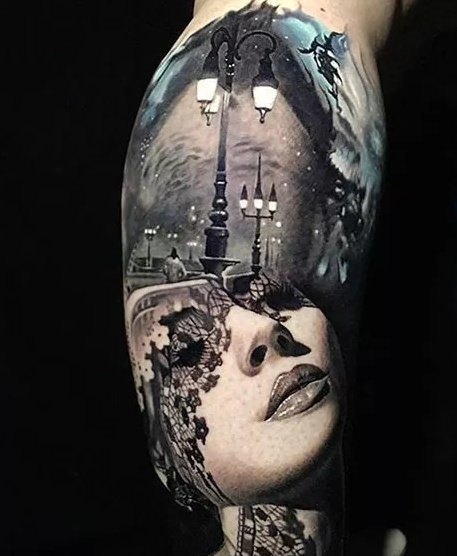 一组酷到爆的写实花臂纹身图片