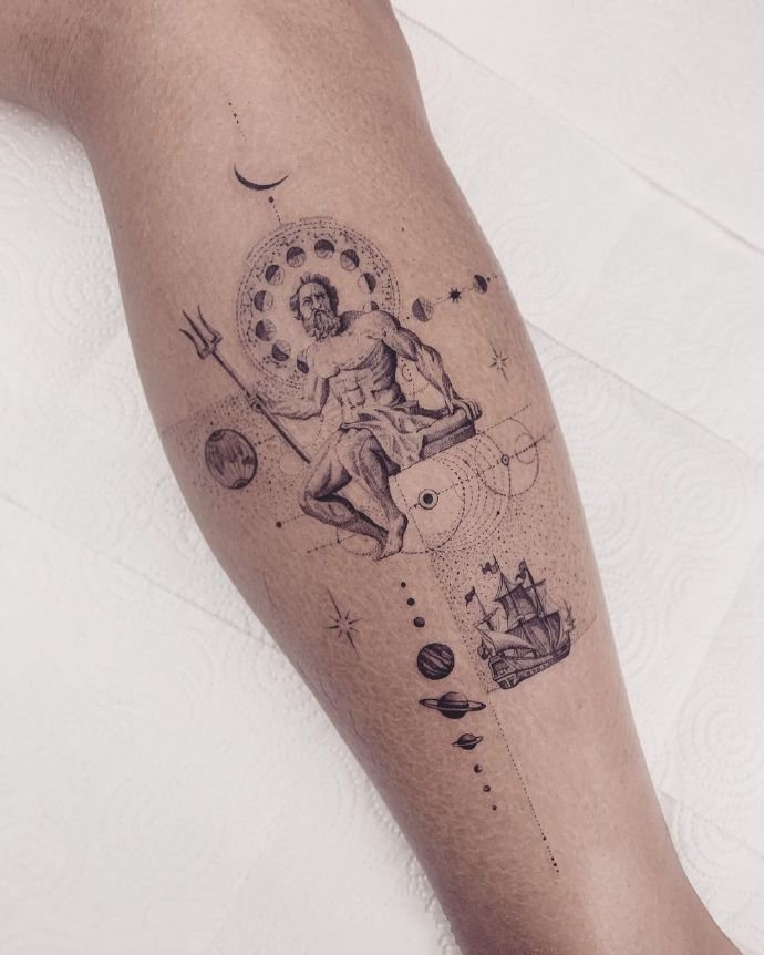 一组小巧而有设计感的线条纹身图片