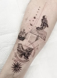 一组小巧而有设计感的线条纹身图片