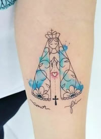 清新范儿的圣母玛利亚纹身