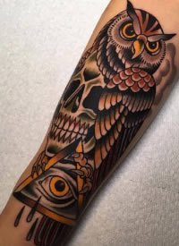 一组彩色的old school风格的纹身图案