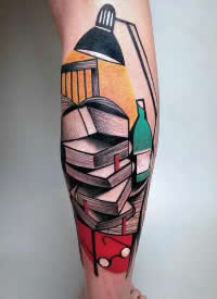 一组酷酷的立体主义纹身图片