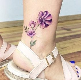 一组彩色花卉纹身图片