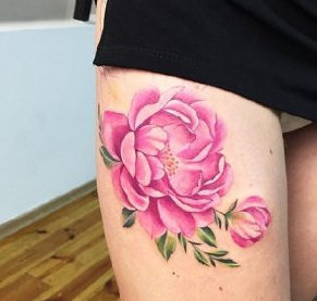 一组彩色花卉纹身图片