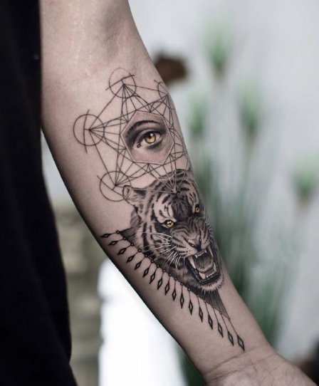 一组精致的单针点刺纹身作品图案欣赏