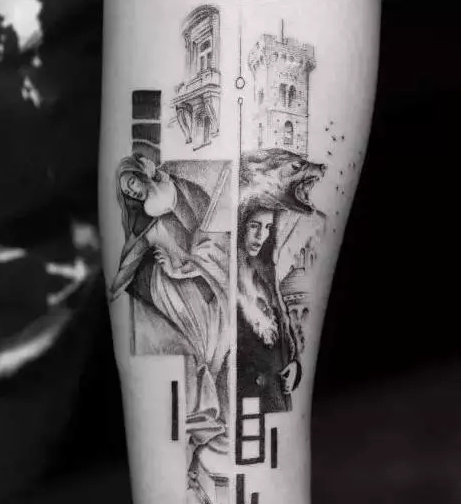 一组几何点刺纹身图案欣赏