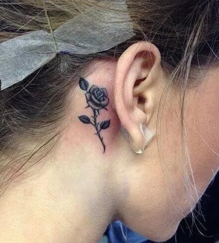 耳后纹身图案精选，隐藏的小性感