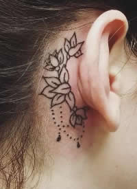 耳后纹身图案精选，隐藏的小性感