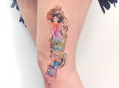 一组色彩通透的水彩纹身图片