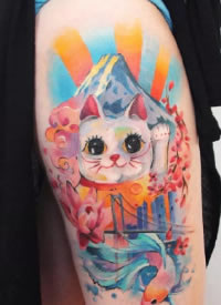 一组色彩通透的水彩纹身图片