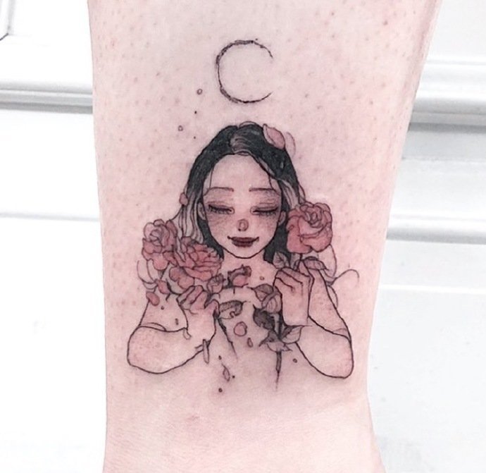 一组清新浪漫主义的创意人物纹身图片