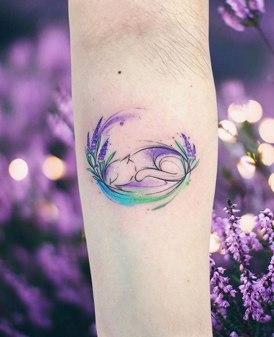 9张睡觉的猫咪纹身图片