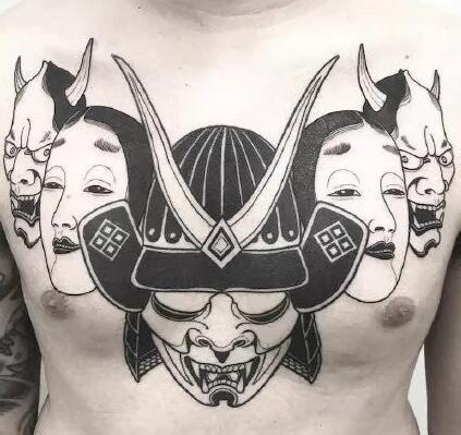 霸气十足的男士大花胸纹身图案精选