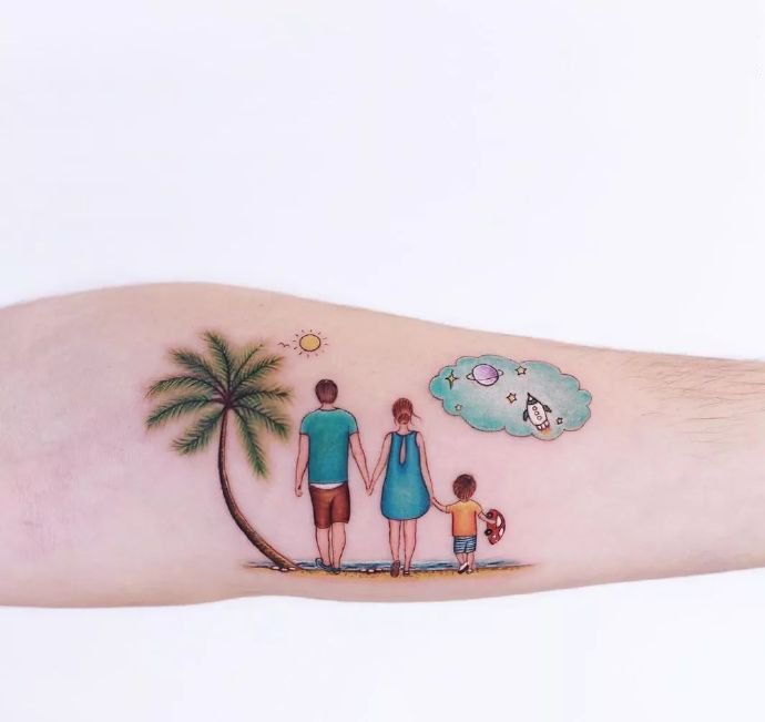 9张独特而极简的彩色纹身图片