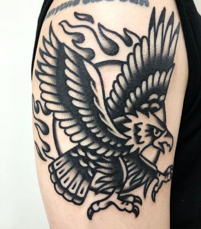 一组oldschool风格的黑灰纹身图片