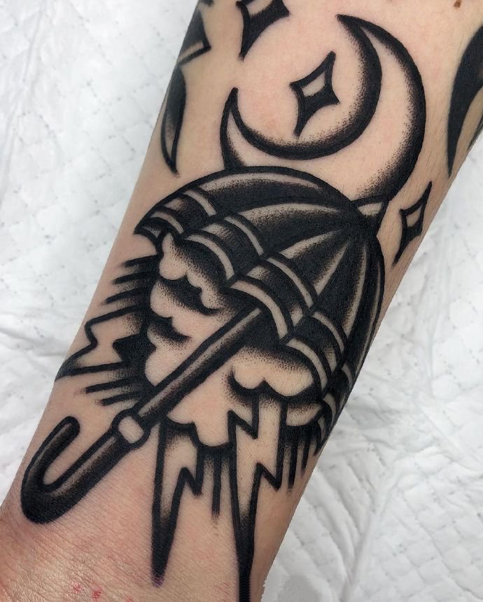 一组oldschool风格的黑灰纹身图片