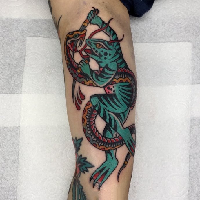 oldschool风格的大青蛙纹身图片9张