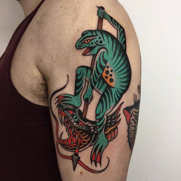 oldschool风格的大青蛙纹身图片9张