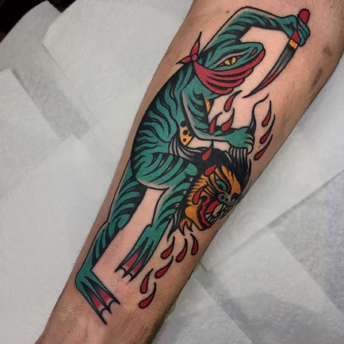 oldschool风格的大青蛙纹身图片9张