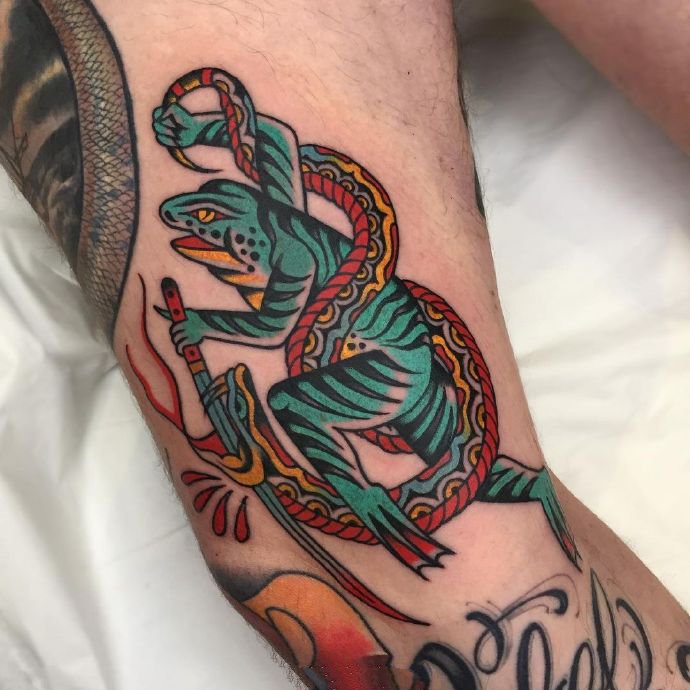 oldschool风格的大青蛙纹身图片9张