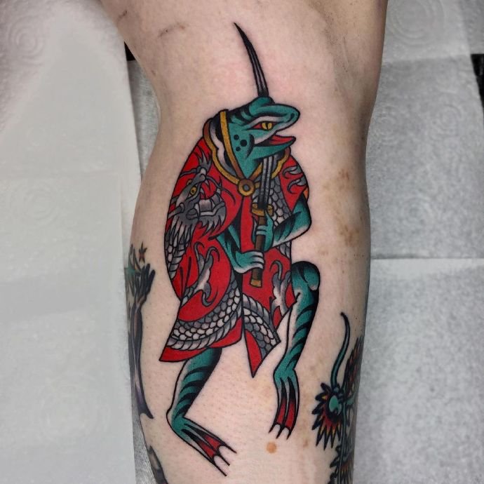 oldschool风格的大青蛙纹身图片9张