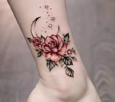唯美的脚踝处清新纹身图片9张