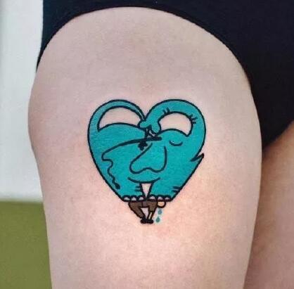 一组创意心形动物纹身图片