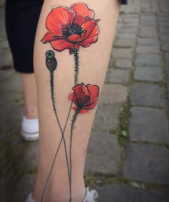 一组美丽的小腿纹身图片