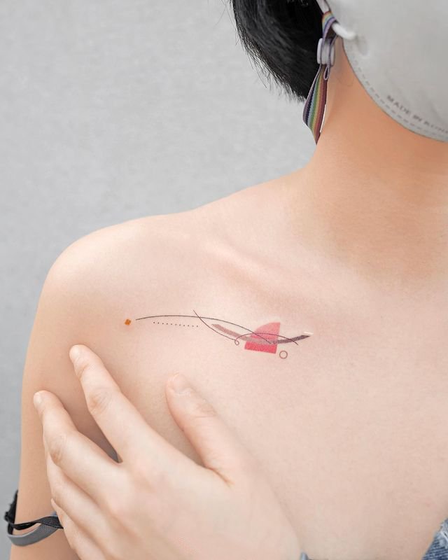 一组小清新的的彩色几何纹身图片