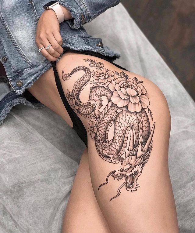 9张绝美的大腿纹身图片