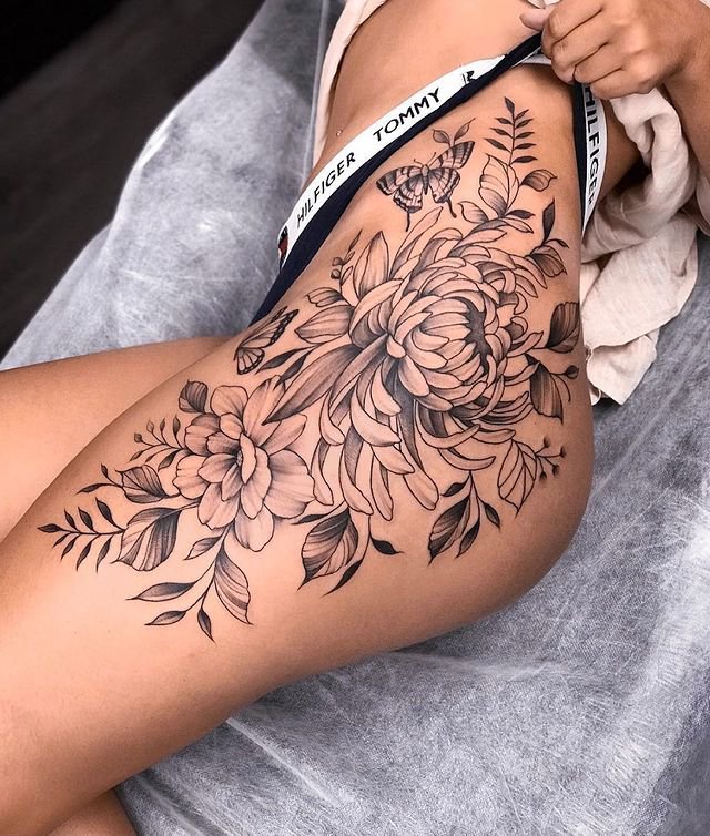 9张绝美的大腿纹身图片