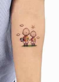 一组可爱的孩子们纹身图片