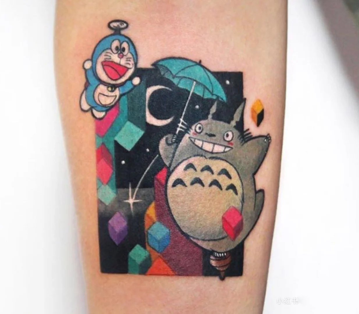 一组七巧板拼图效果的彩色纹身图片