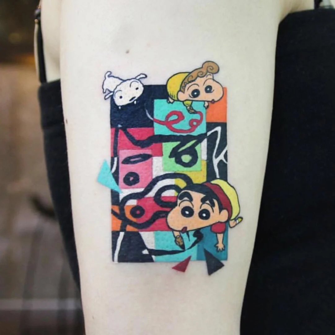 一组七巧板拼图效果的彩色纹身图片