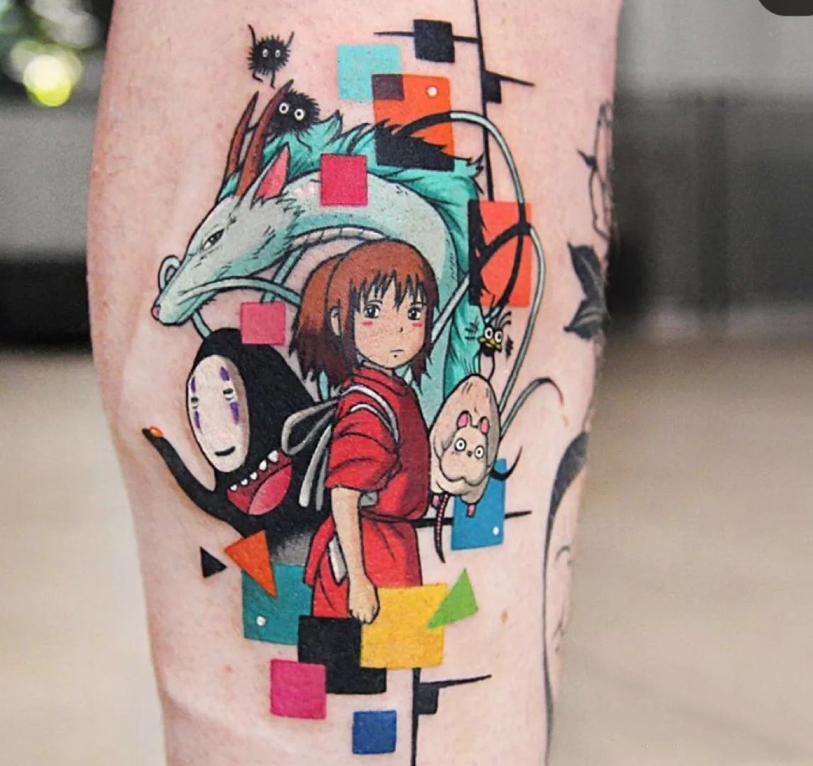 一组七巧板拼图效果的彩色纹身图片