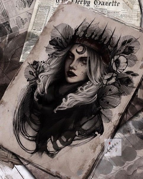 一组超酷的暗黑系列女郎纹身图片