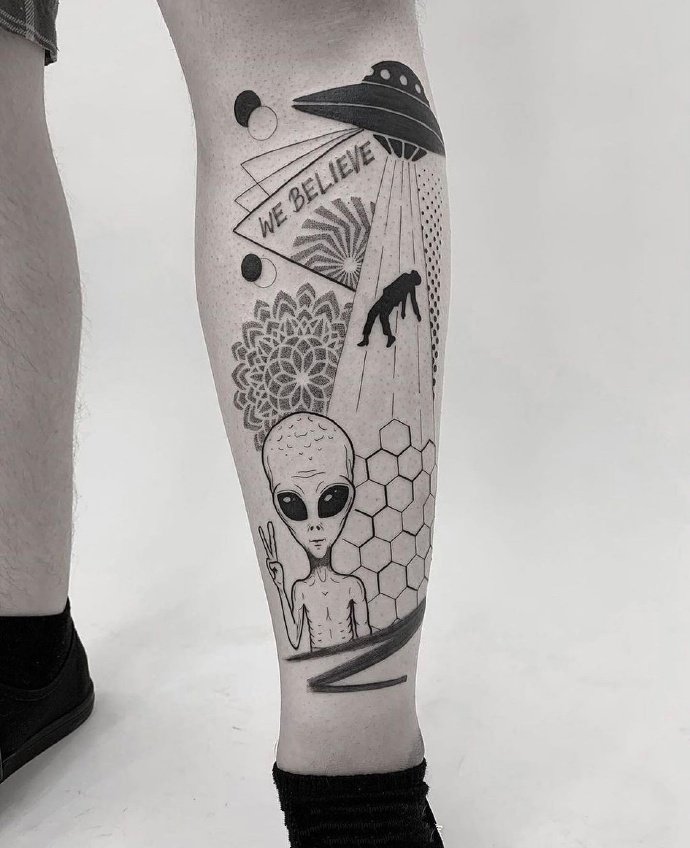 一组用点和线描绘出的丰富纹身图片