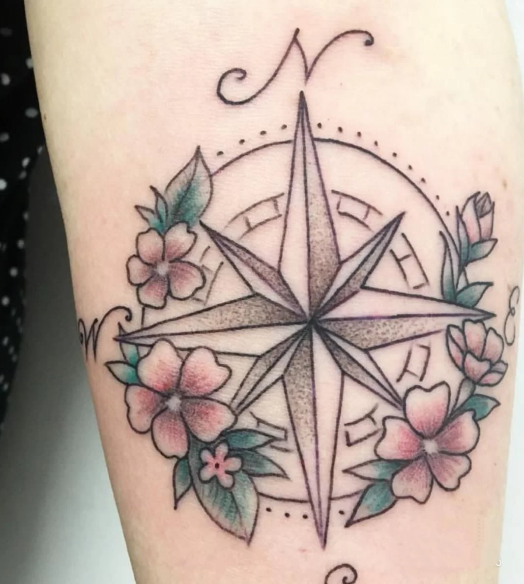 一组独特的指南针纹身图片
