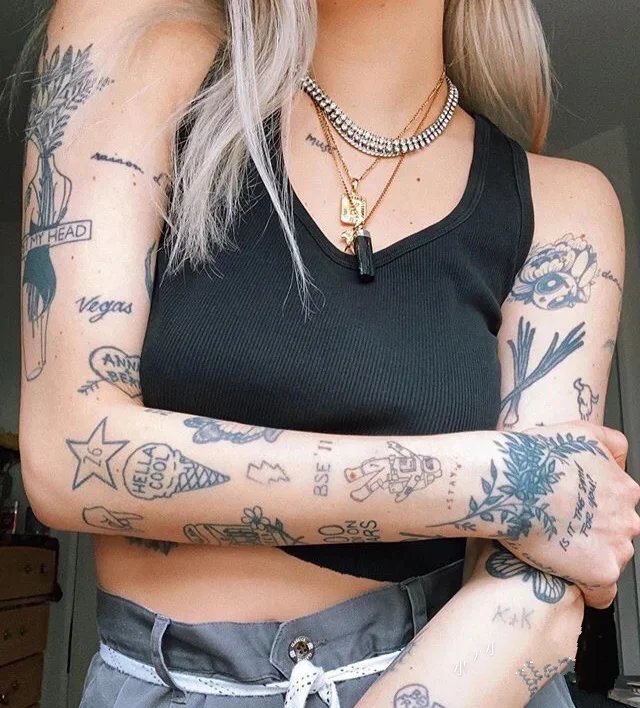 适合女生的一组小图拼接纹身图片