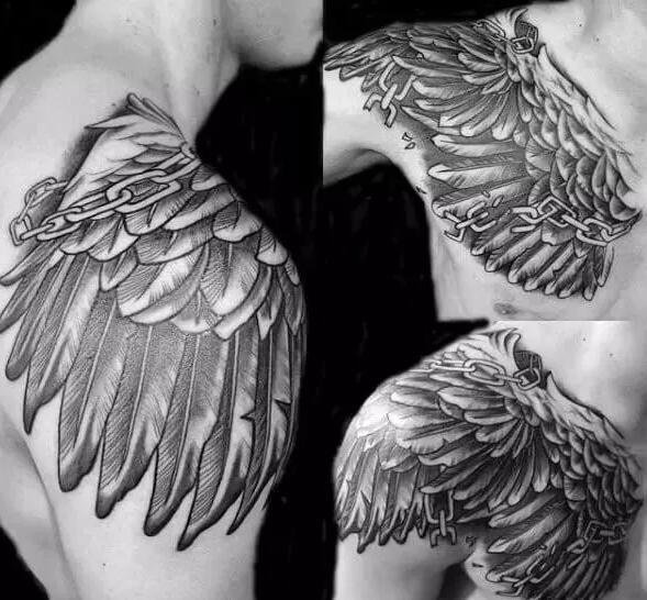 一组引人注目的翅膀纹身图案精选