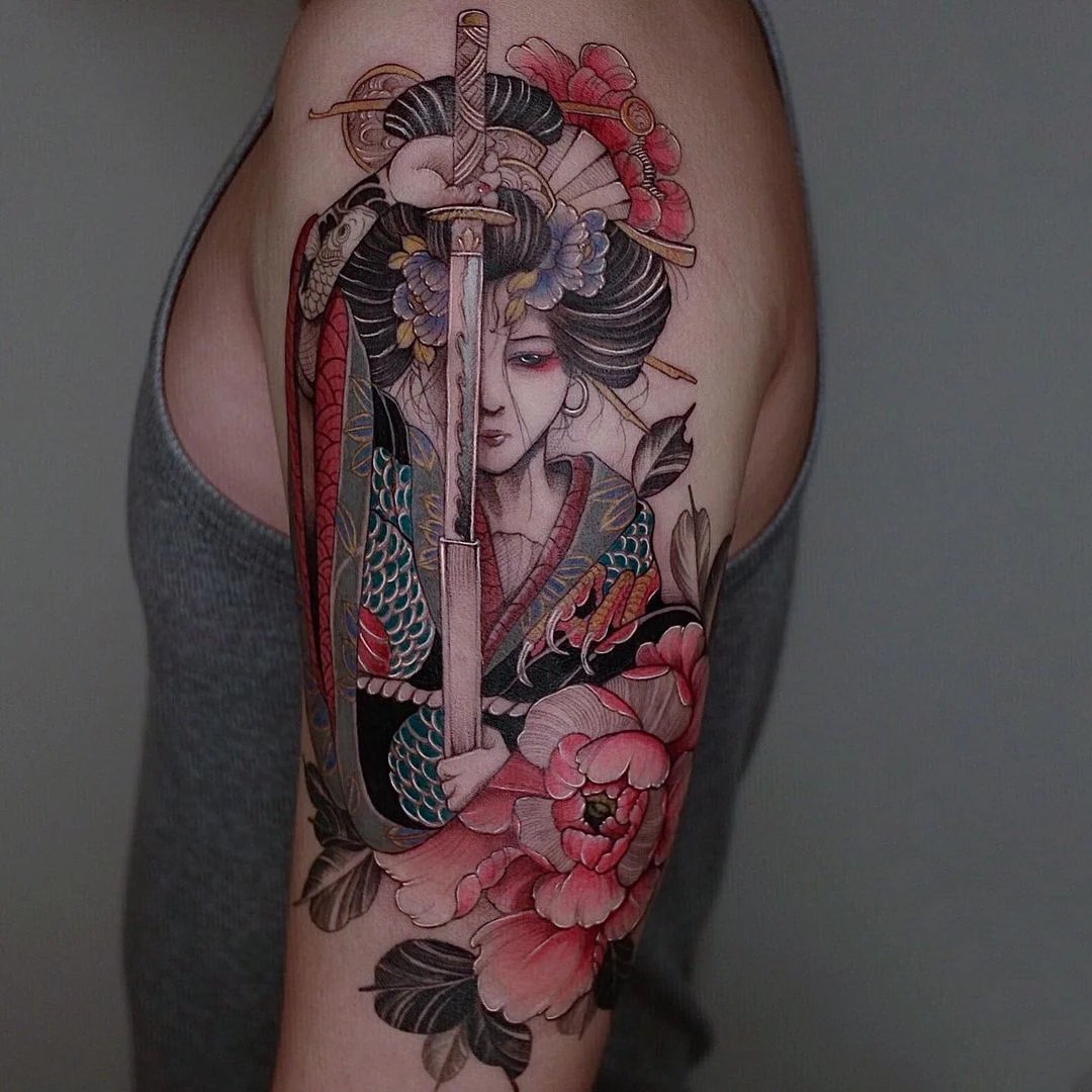 很秀气的一组艺伎纹身图片