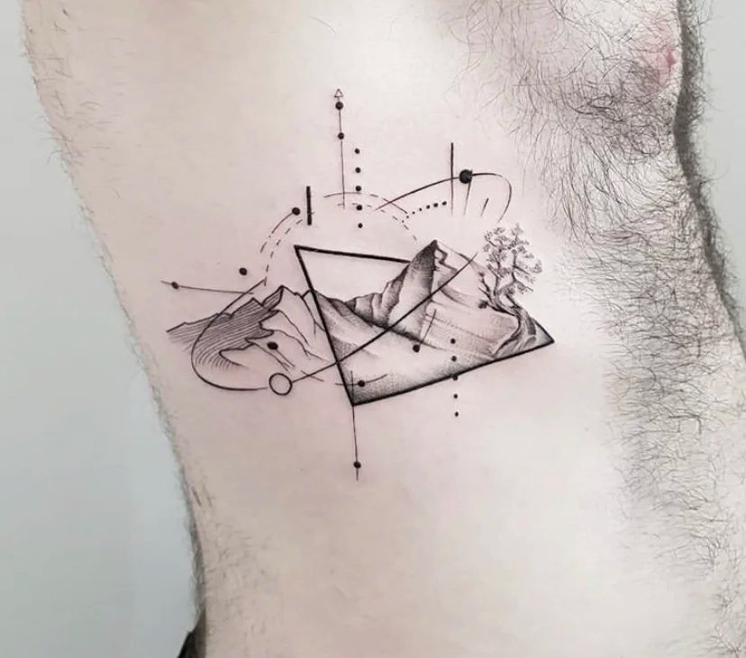 9张黑灰的独特几何纹身图片