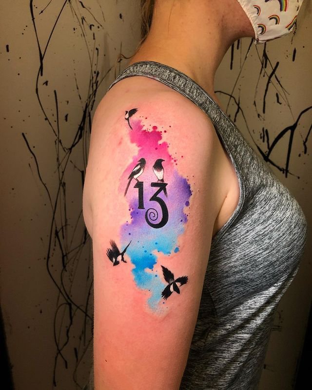 一组色彩鲜明的水彩纹身图片