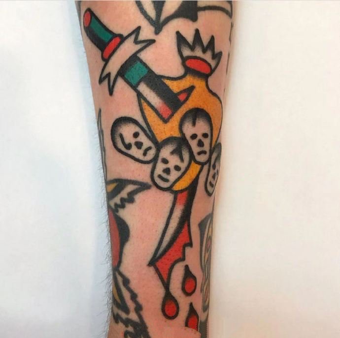 一组丑萌丑萌的oldschool纹身图片